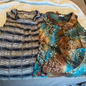 Three women short sleeve dress shirts, size large